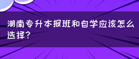 湖南專升本報(bào)班和自學(xué)應(yīng)該怎么選擇？(圖1)