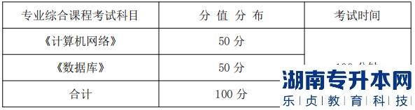湖南信息學(xué)院專業(yè)綜合課程考試科目、分值分布及考試時(shí)間