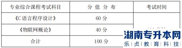 專業(yè)綜合課程考試科目、分值分布及考試時間