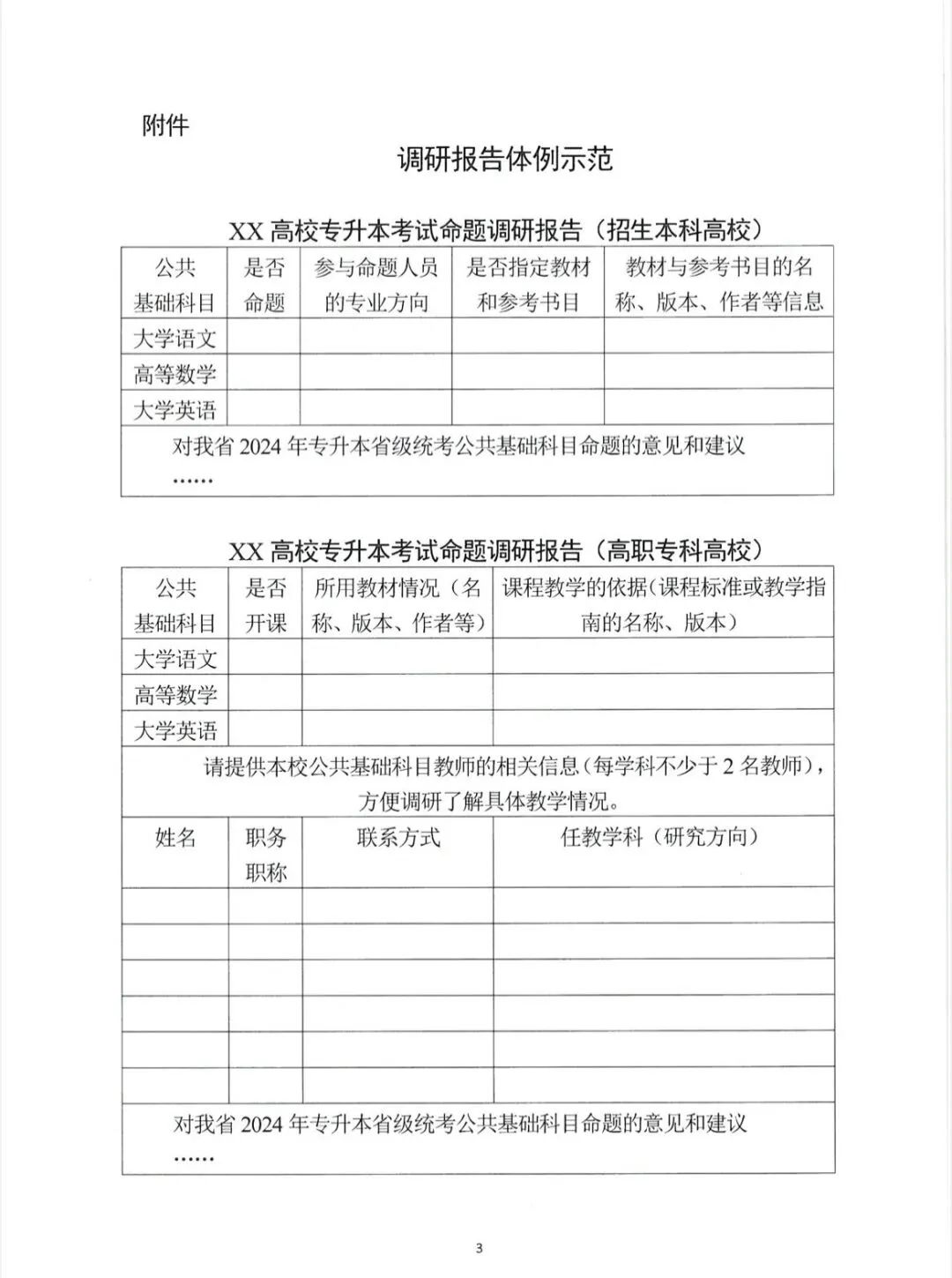 關(guān)于開展2024年湖南省普通高等學校專升本考試命題書面調(diào)研工作的函