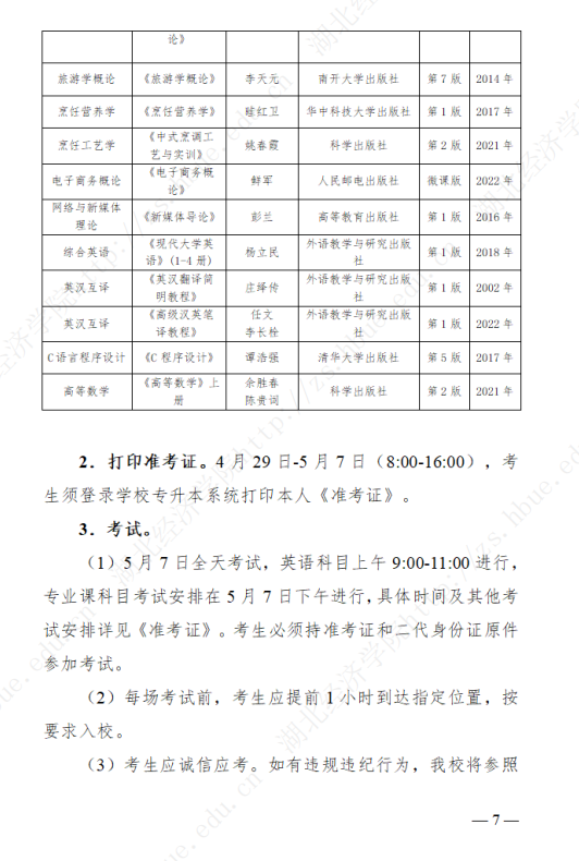 2023年湖北經(jīng)濟學院專升本招生簡章公布(圖7)