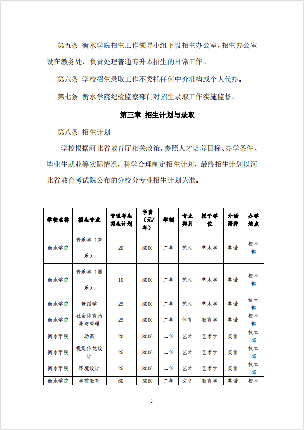 2023年衡水學(xué)院專升本招生章程公布！(圖2)